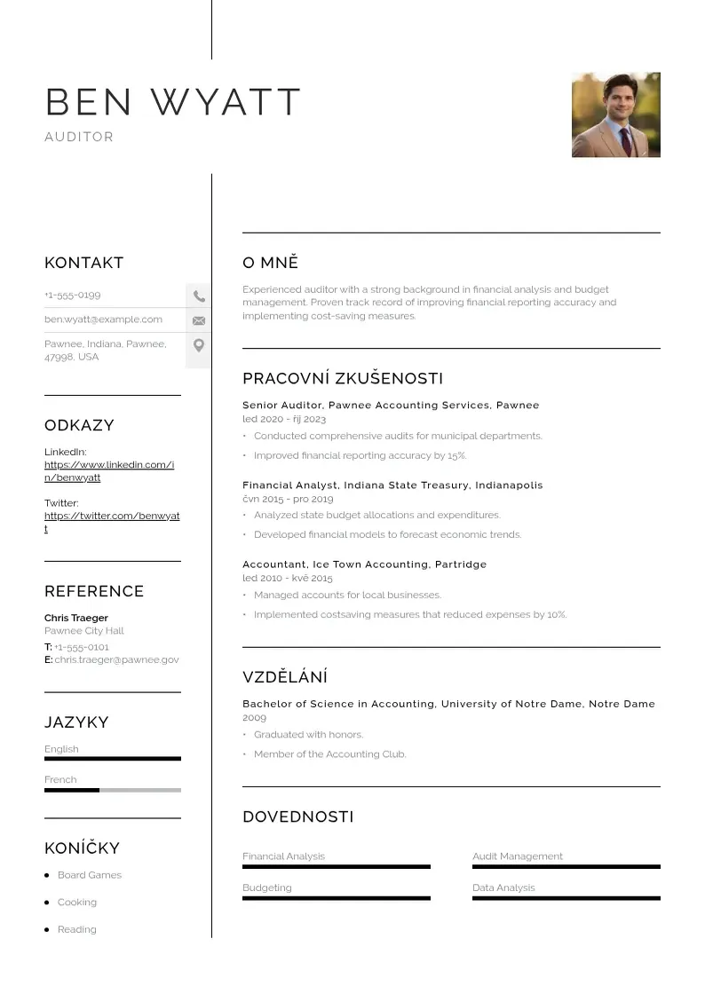 Vienkārša Zivotopis auditora CV piemērs