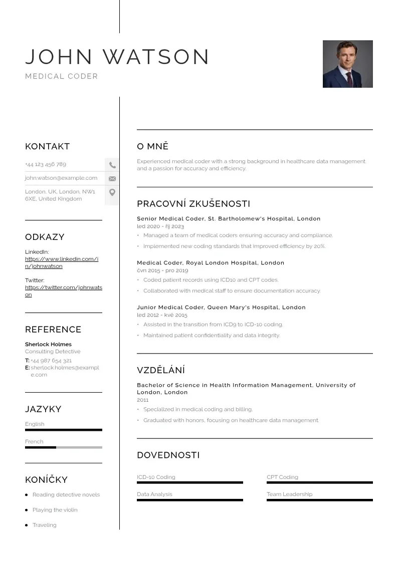 Vienkārša Lekarsky kodovac zivotopis CV piemērs