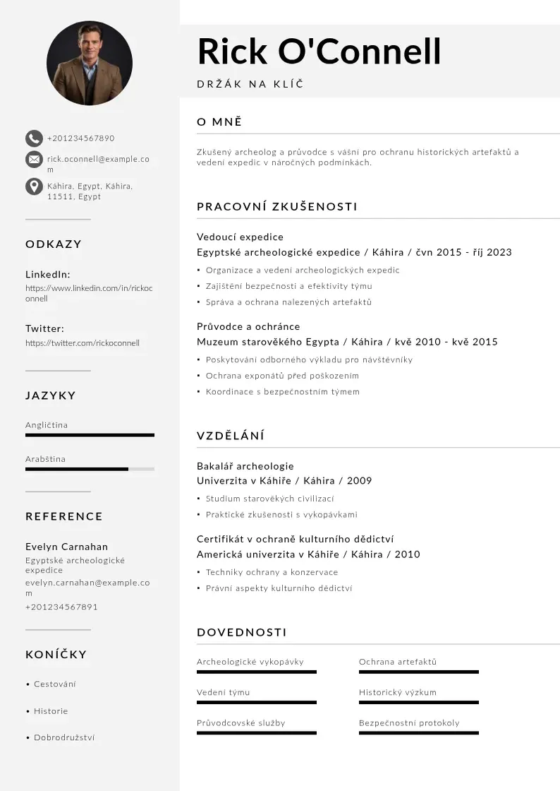 Mūsdienīga Držák na klíč  CV veidne