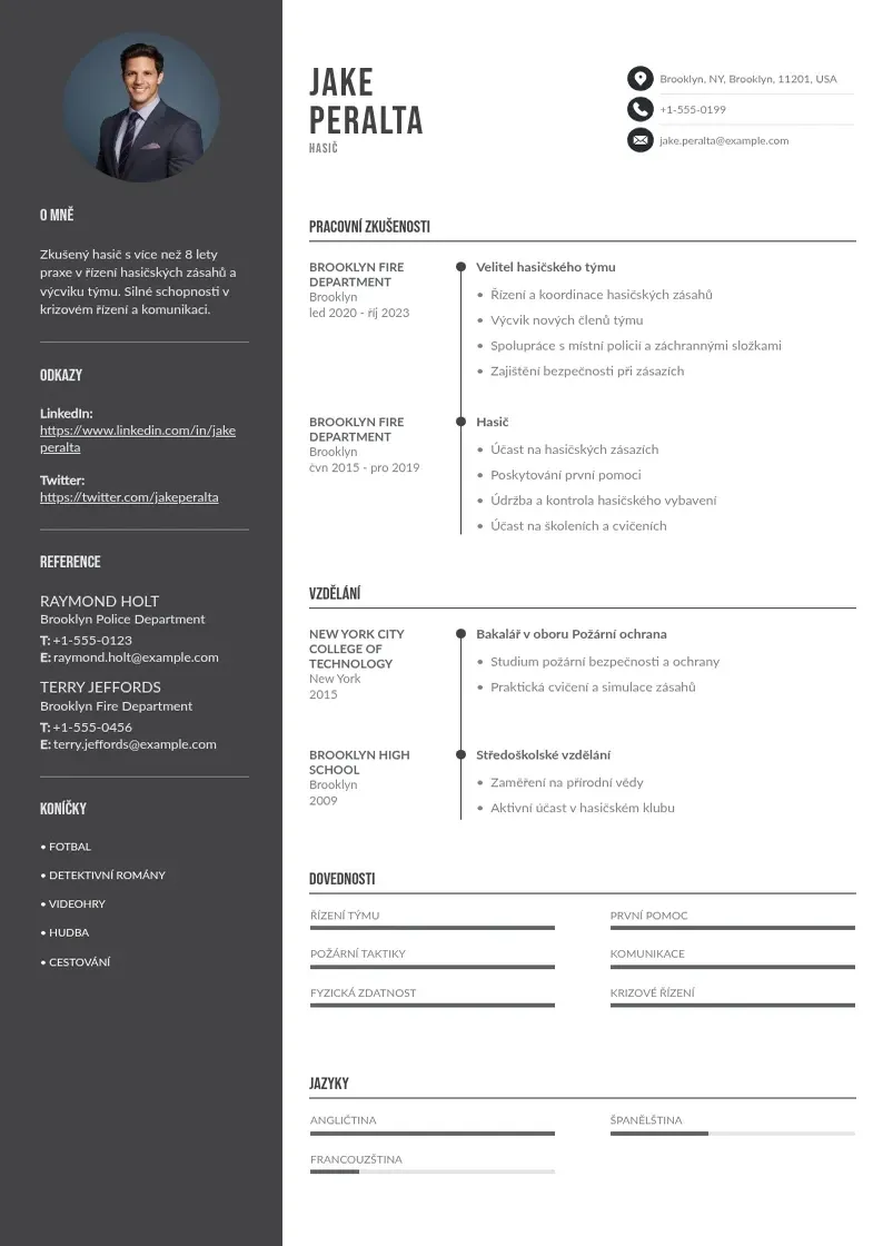 Divu kolonnu Hasicsky zivotopis CV piemērs