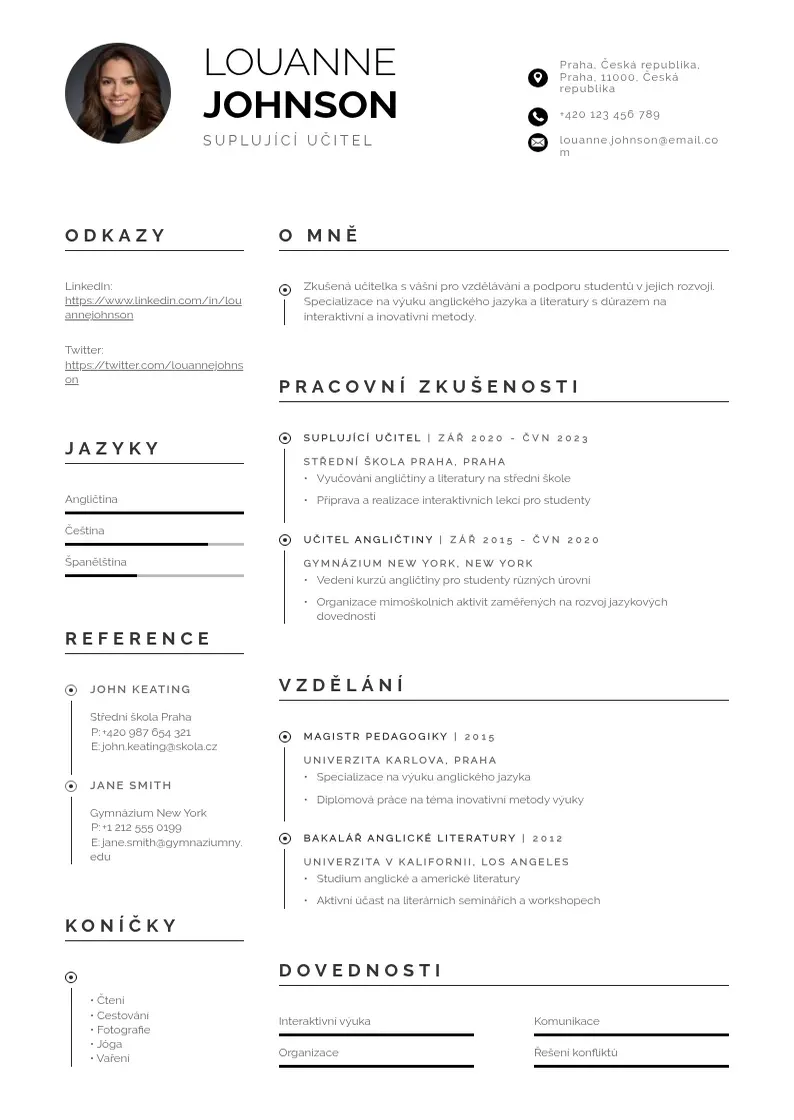 Profesionāla Suplujici ucitel zivotopis CV veidne