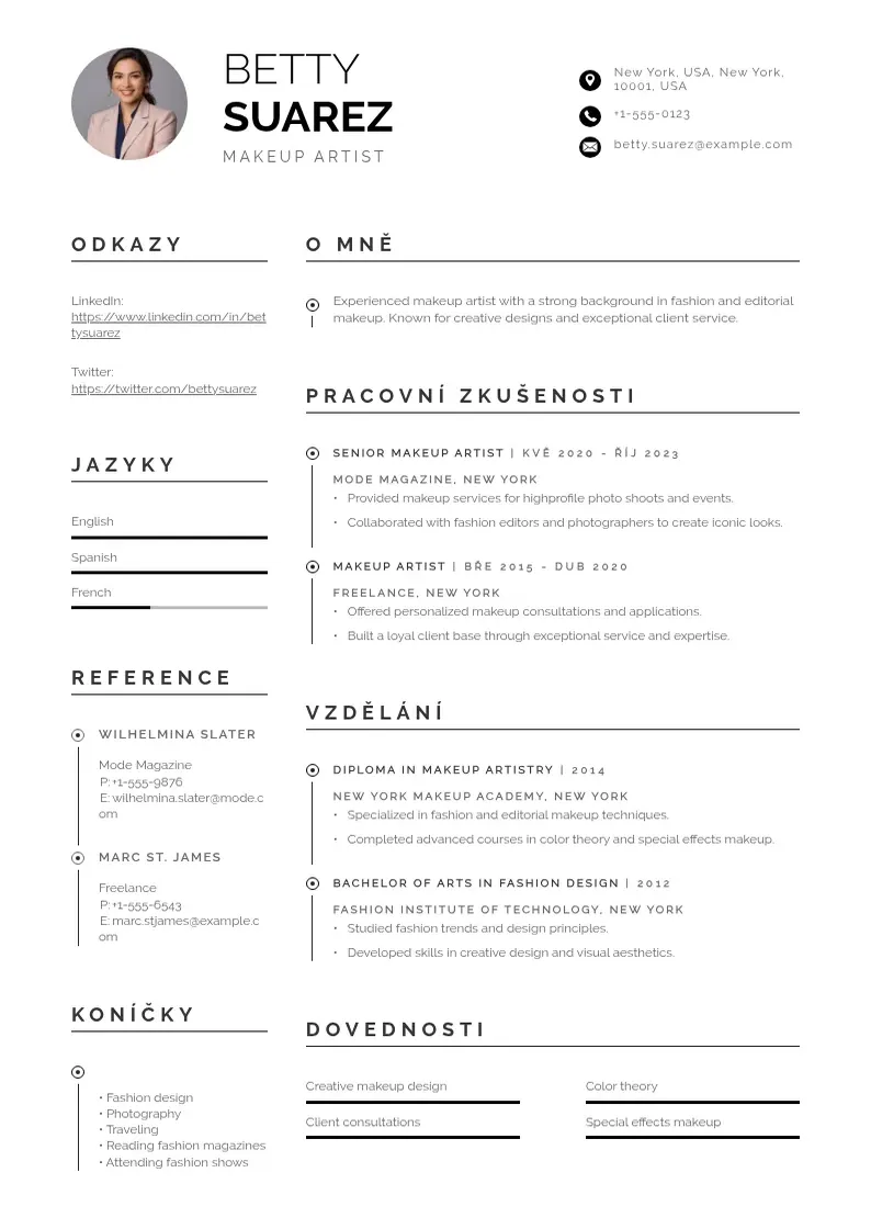 Profesionāla Zivotopis vizazistka CV veidne