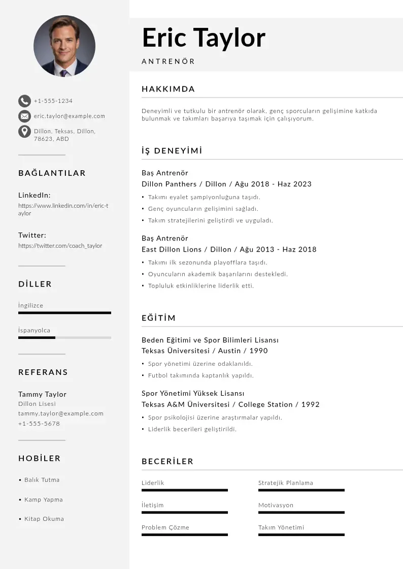 Mūsdienīga Antrenor CV veidne