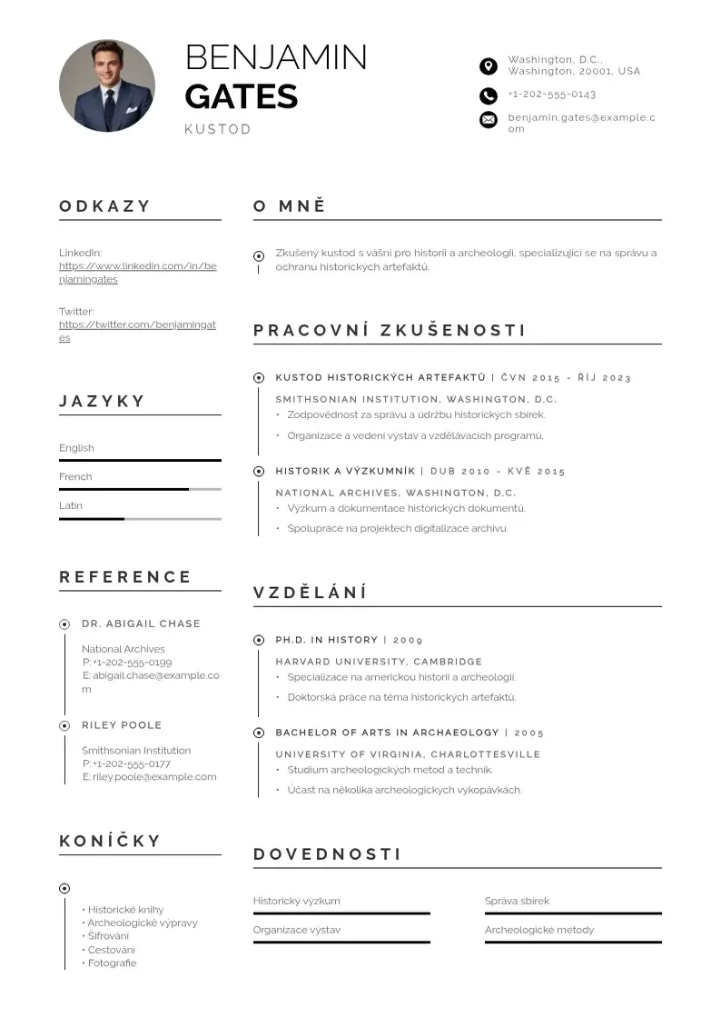 Profesionāla Kustod zivotopis CV veidne