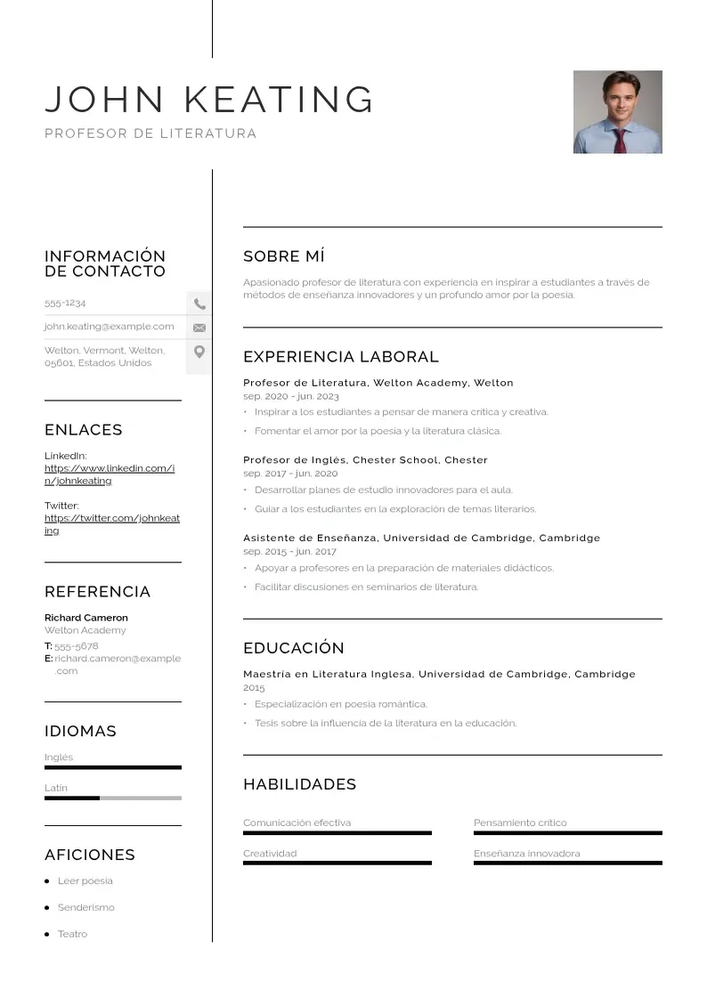 two column del-estudiante resume example