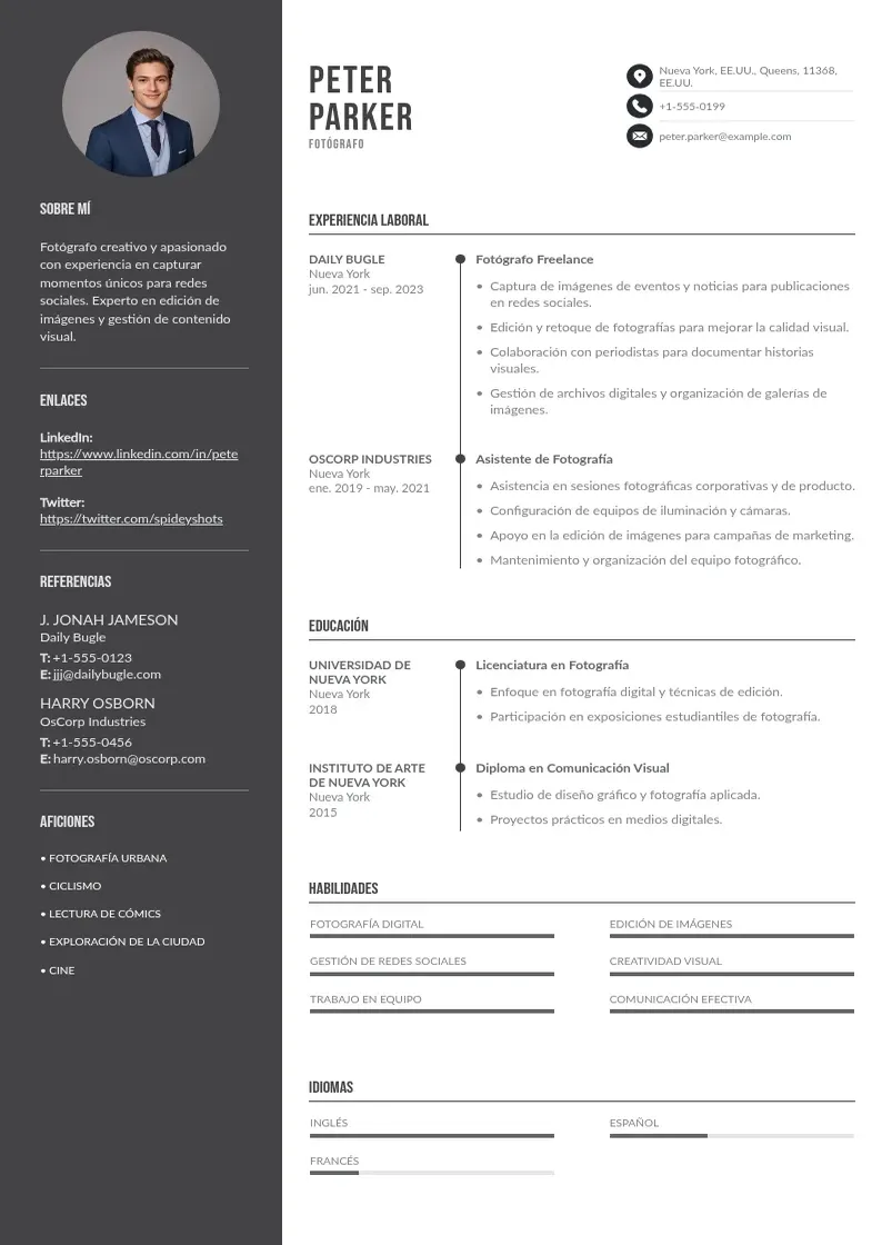 two column fotografoa-para-redes-sociales resume example