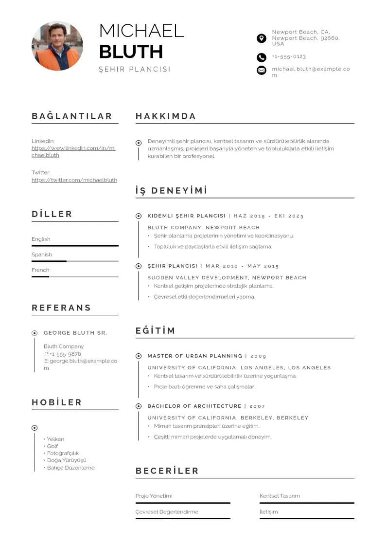 Profesionāla Şehir Plancısı  CV veidne