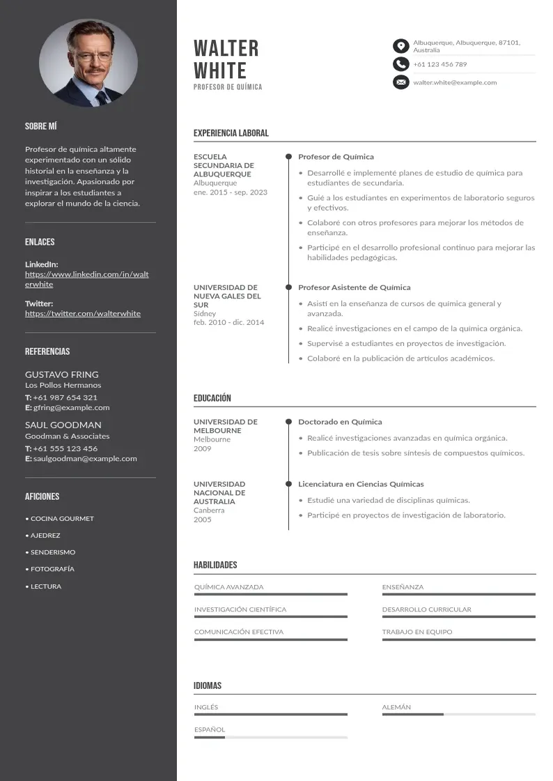 two column curriculum-australiano resume example