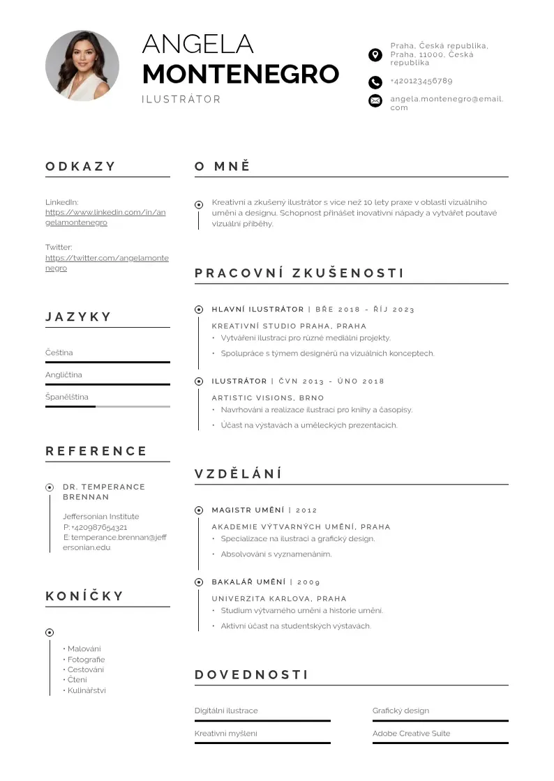 Profesionāla Ilustrator zivotopis CV veidne