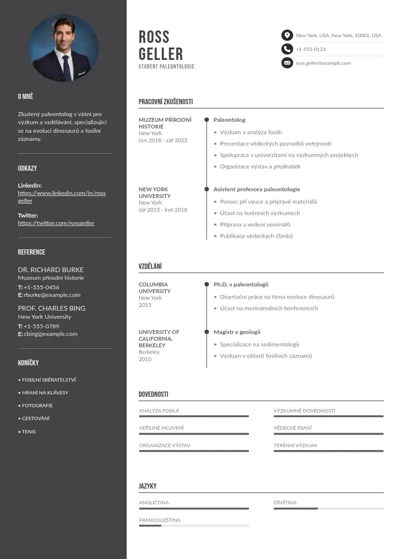 Divu kolonnu Zivotopisu studenta CV piemērs
