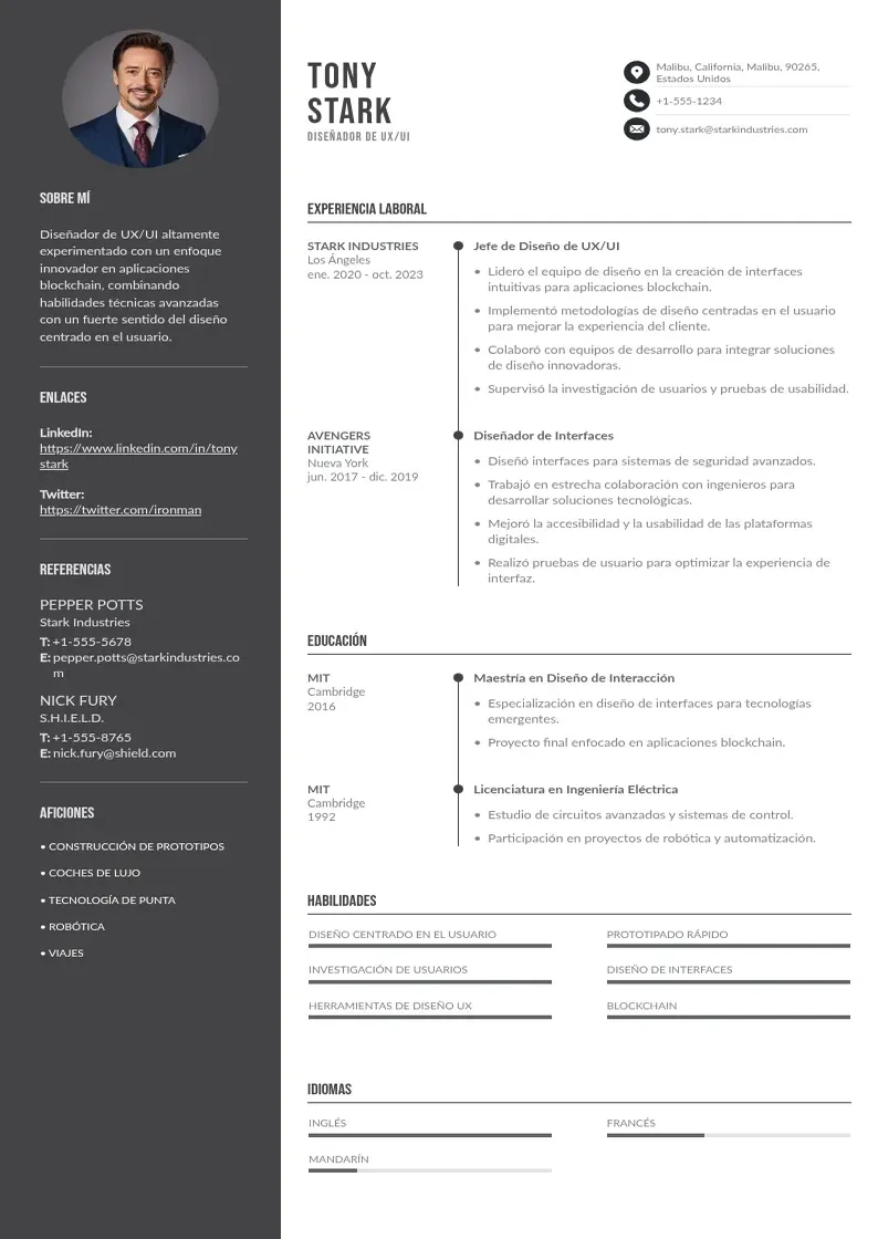 two column disenador-de-uxui-para-aplicaciones-blockchain resume example