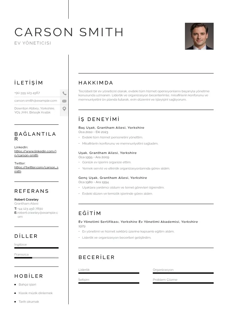 Vienkārša Ev yöneticisi  CV piemērs