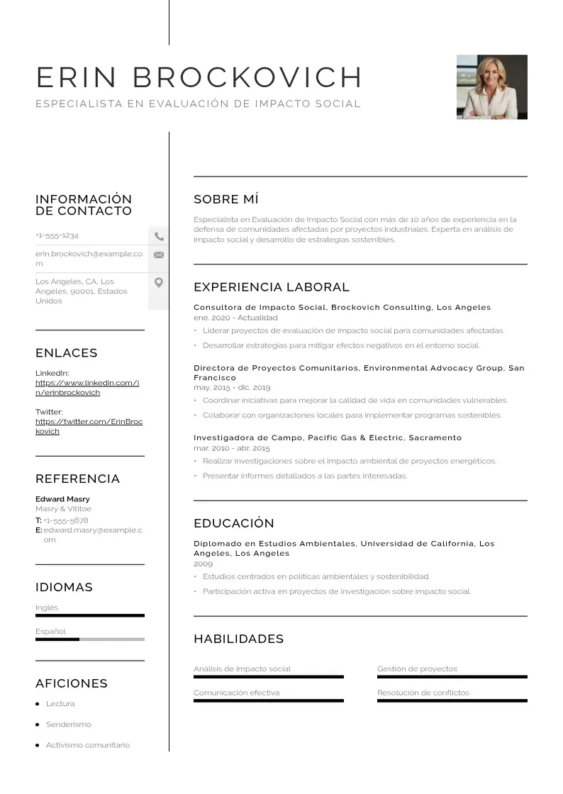 two column especialista-en-evaluacion-de-impacto-social resume example