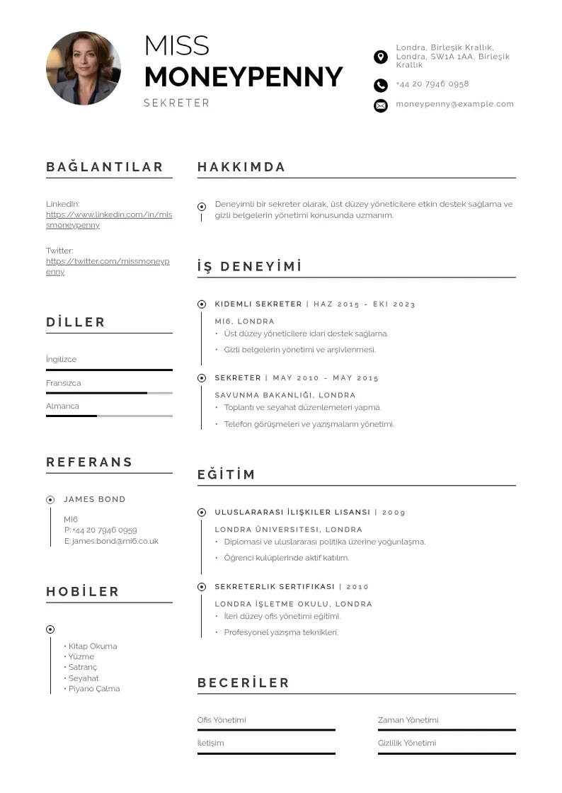 Profesionāla Sekreter CV veidne