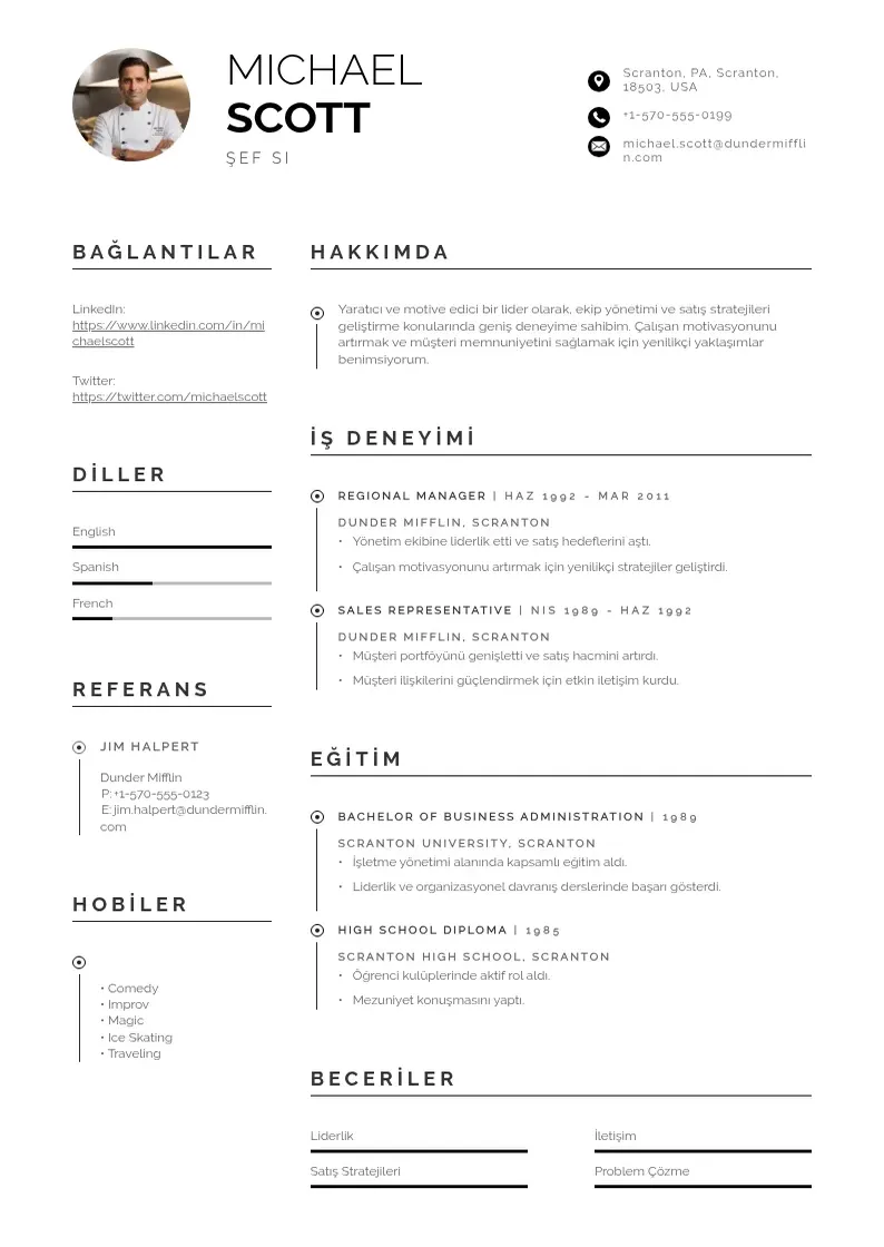 Profesionāla Sef si CV veidne