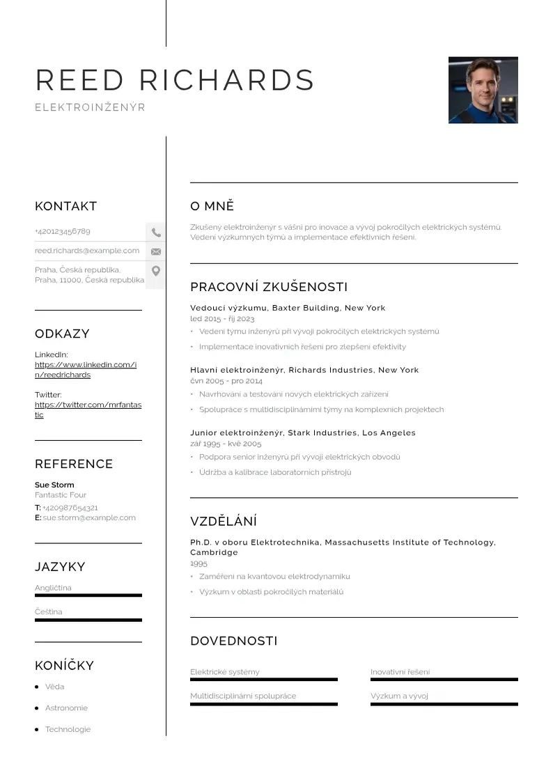 Vienkārša Zivotopis elektroinzenyr CV piemērs