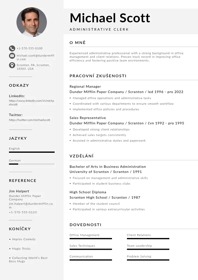 Mūsdienīga Administrativni urednik zivotopis CV veidne