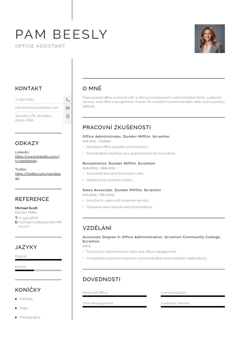 Vienkārša Uredni asistent zivotopis CV piemērs