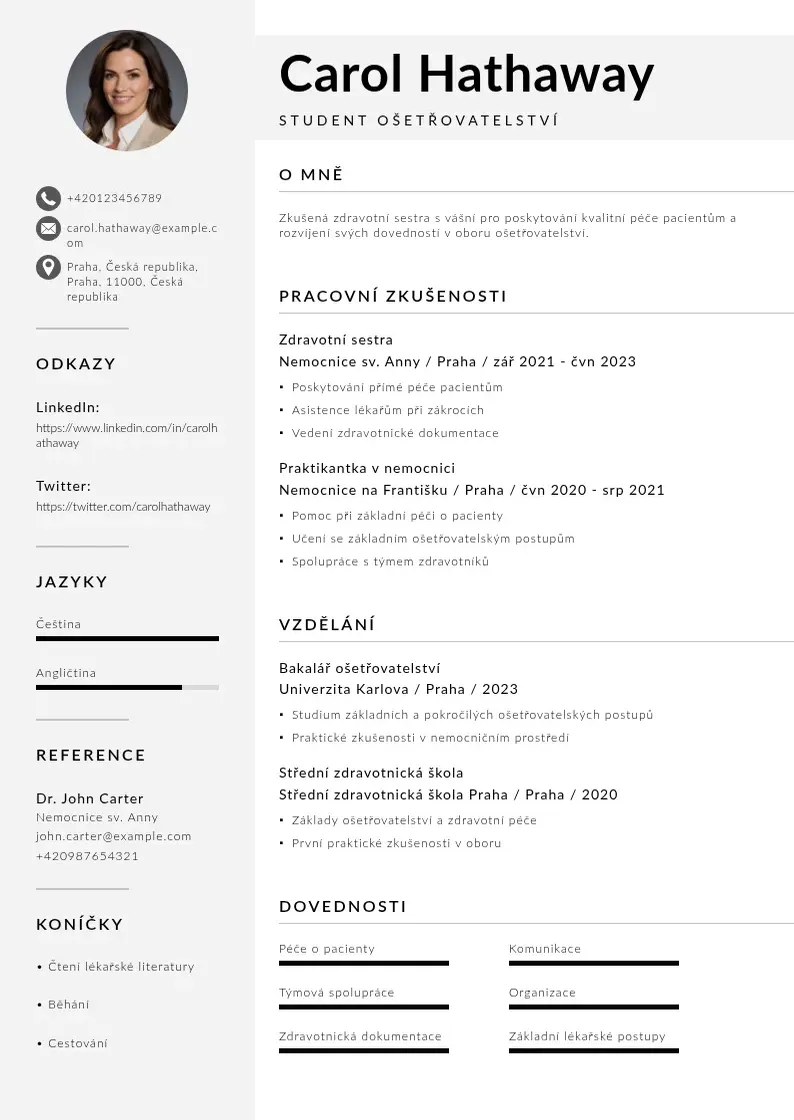 Mūsdienīga Student osetrovatelstvi zivotopis CV veidne