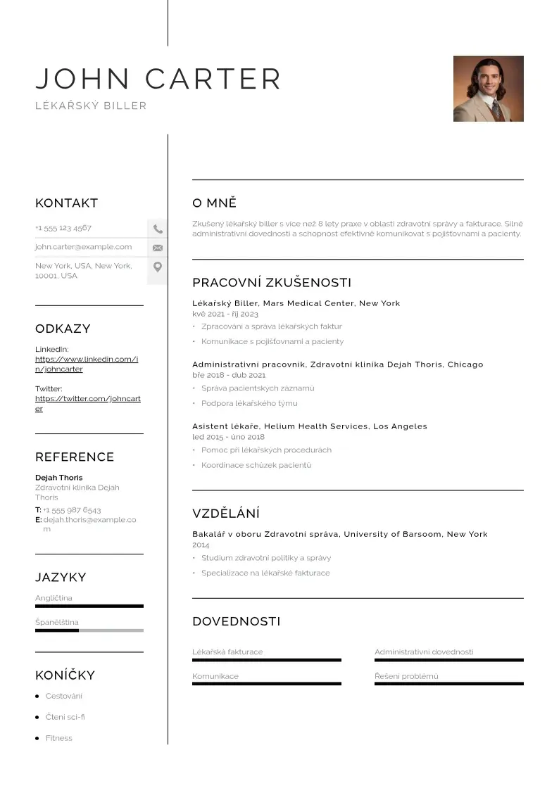 Vienkārša Lekarsky biller zivotopis CV piemērs