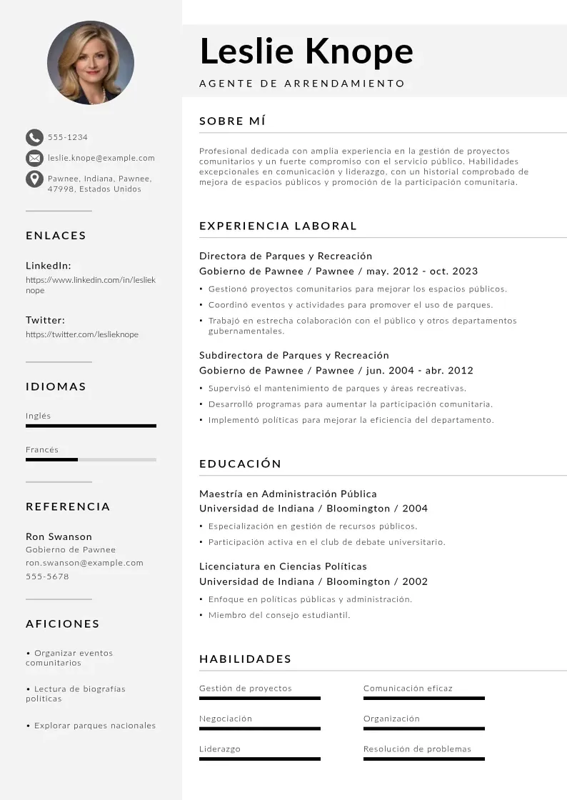 two column cv-agente-de-arrendamiento resume example