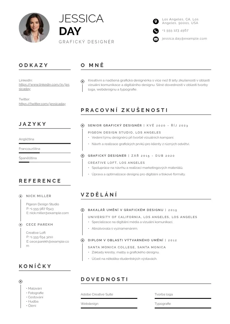 Profesionāla Graficky designer CV veidne