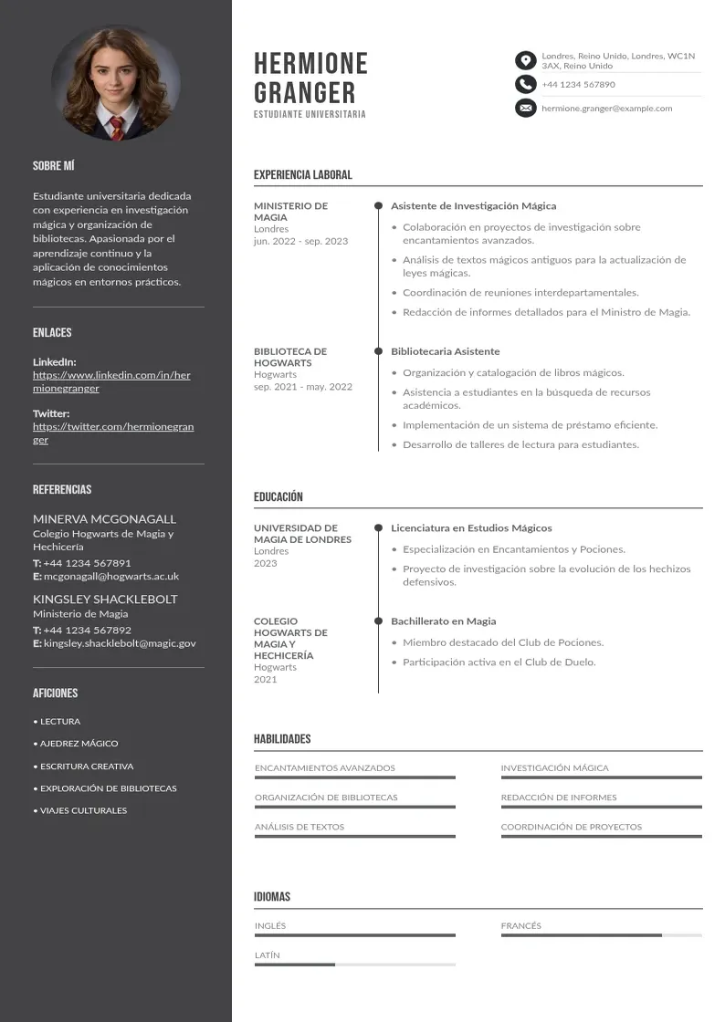 two column ejemplo-estudiante-universitario resume example