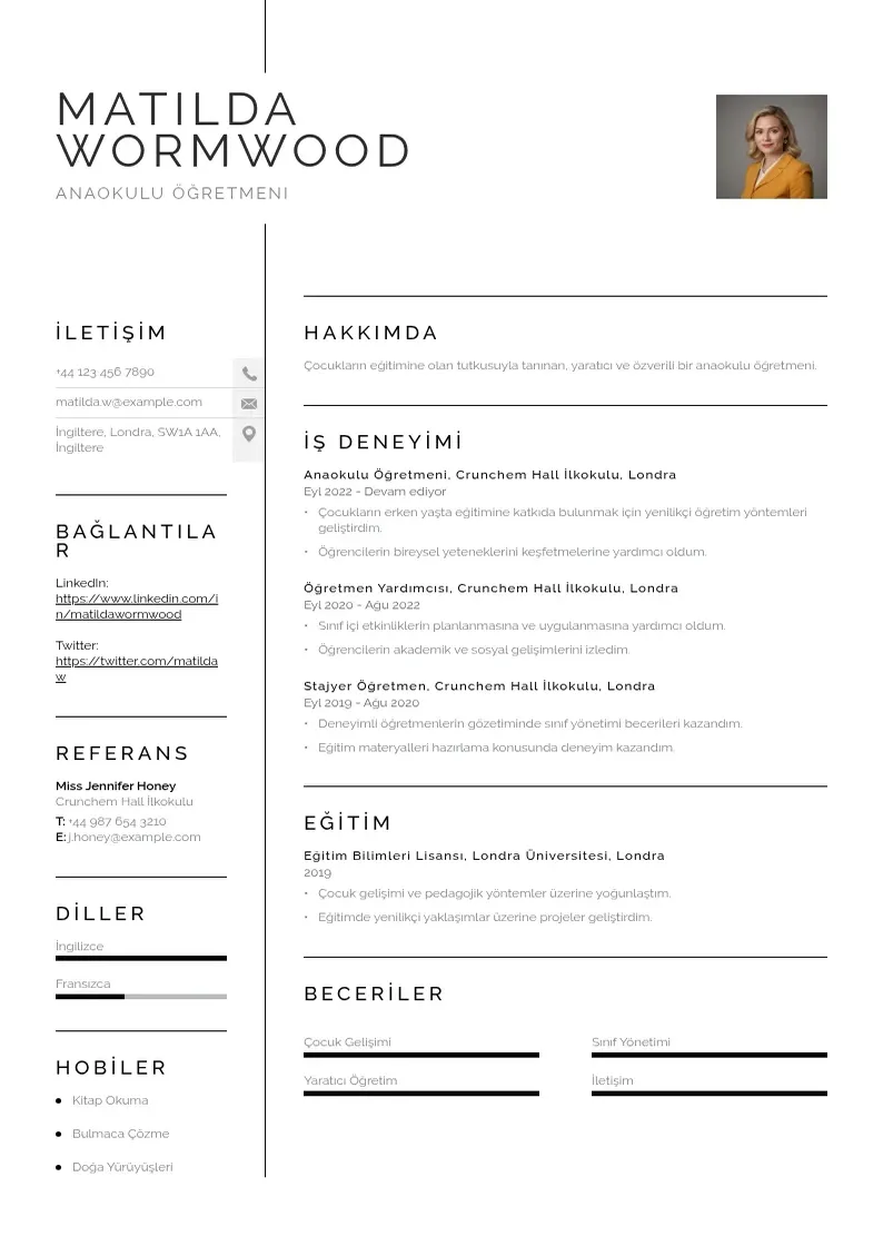 Vienkārša Anaokulu ogretmeni CV piemērs