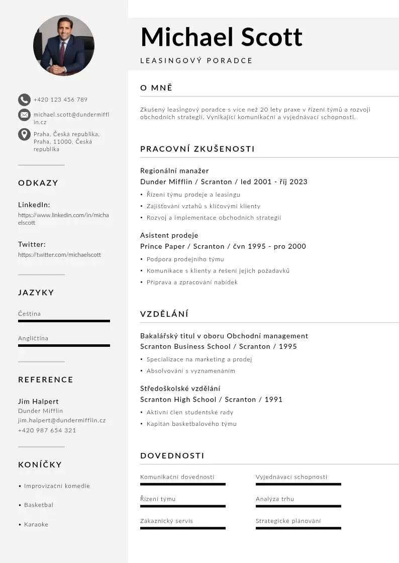 Mūsdienīga Leasingovy poradce zivotopis CV veidne