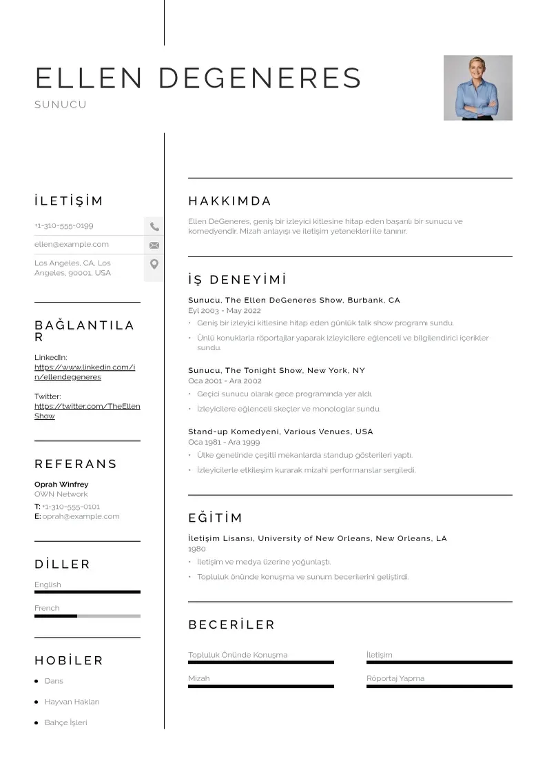 Vienkārša Sunucu ozgecmis CV piemērs