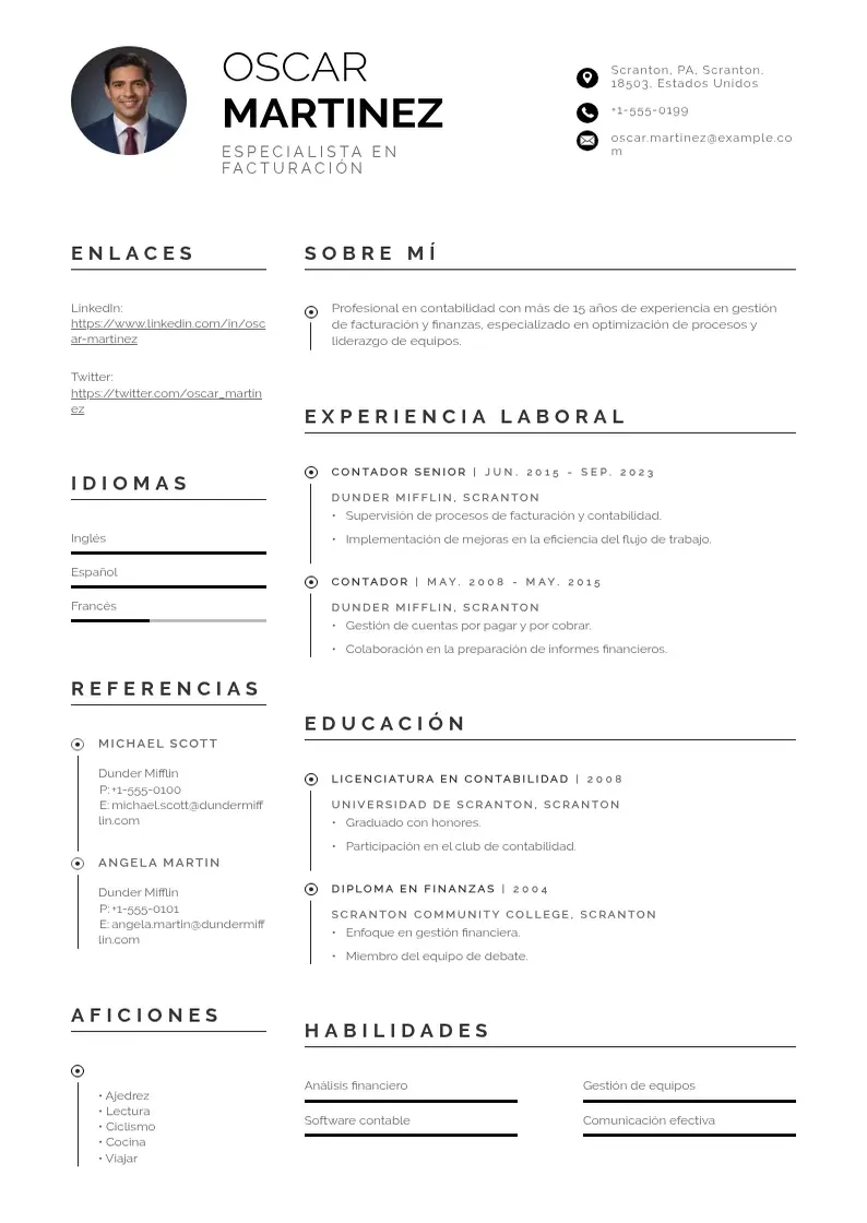 two column cv-especialista-en-facturacion resume example