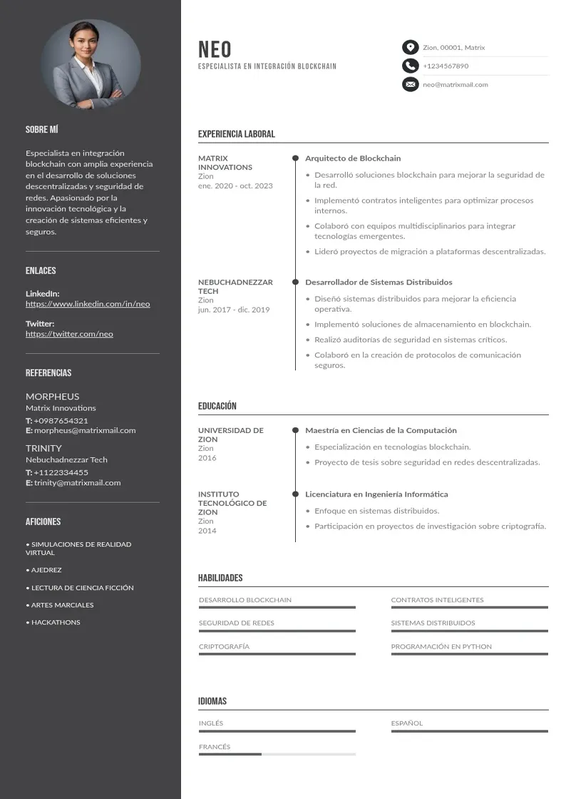 two column especialista-en-integracion-blockchain resume example