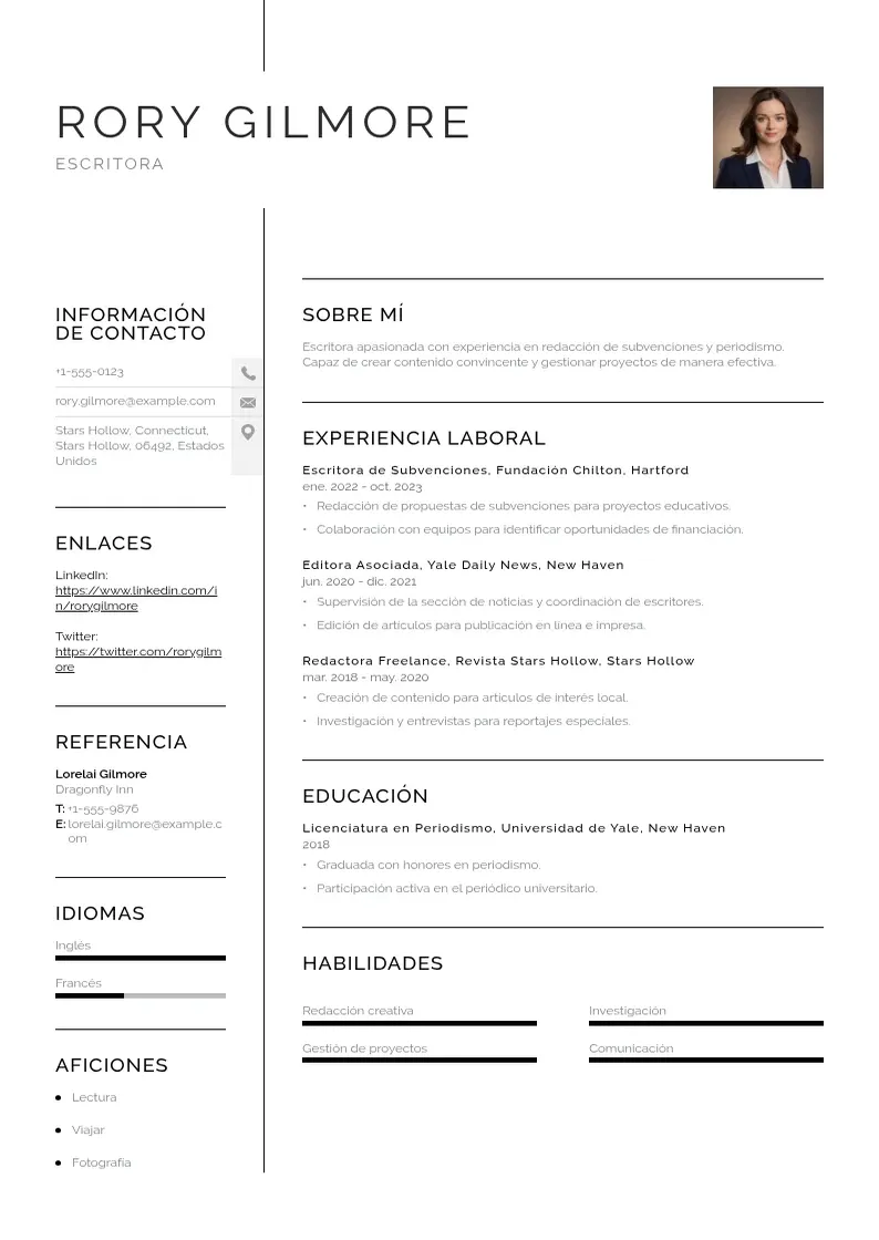 two column cv-escritor-de-subvenciones resume example