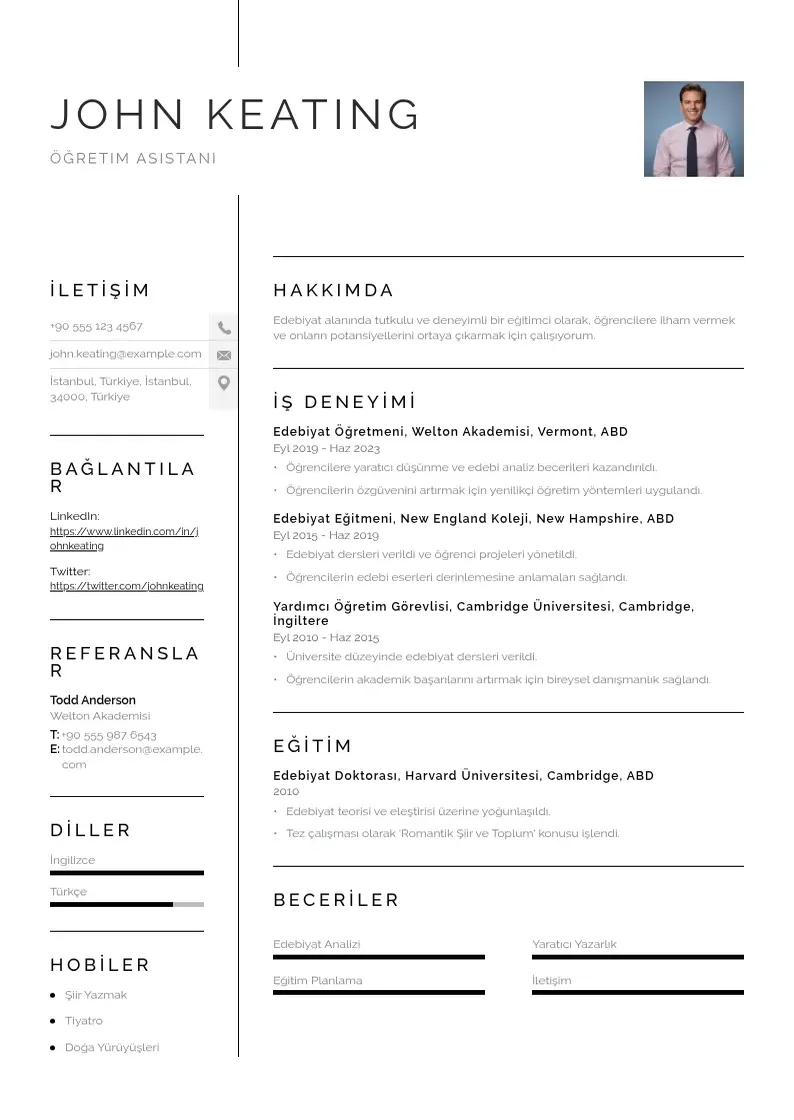 Vienkārša Ogretim asistani ozgecmis CV piemērs