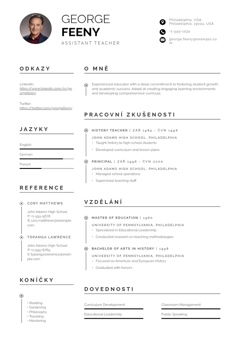 Profesionāla Pobocnik ucitele zivotopis CV veidne