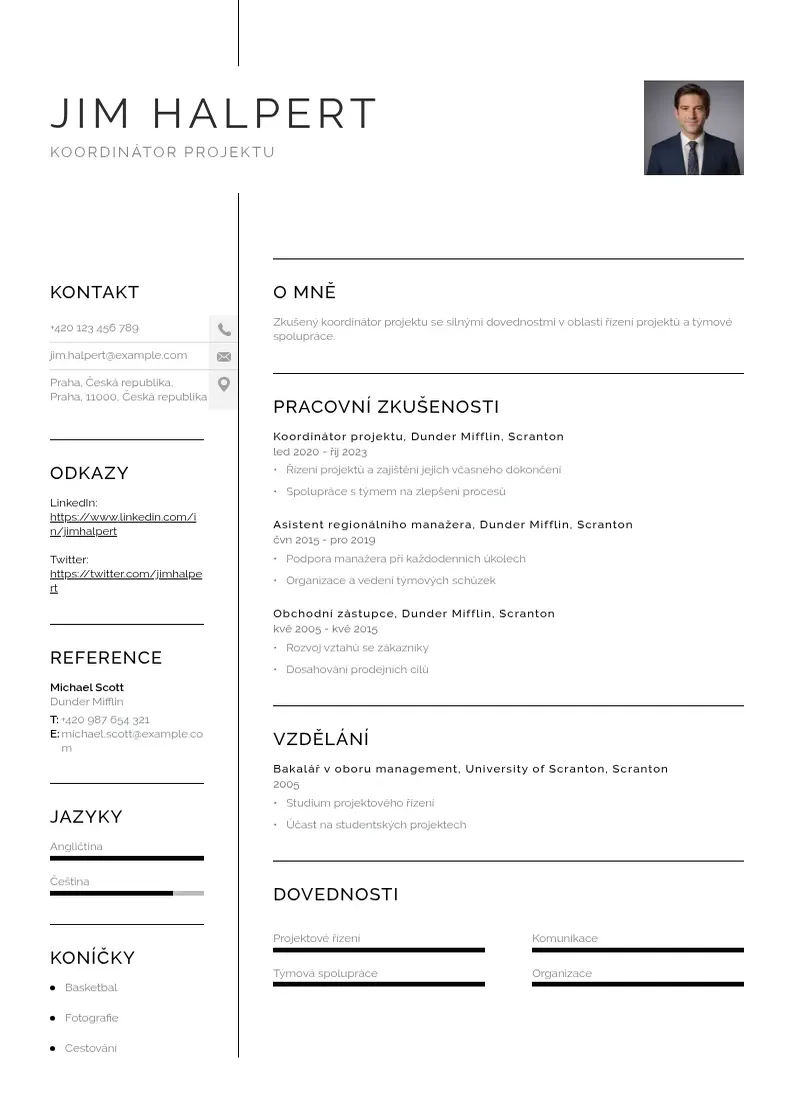 Vienkārša Zivotopis koordinatora projektu CV piemērs