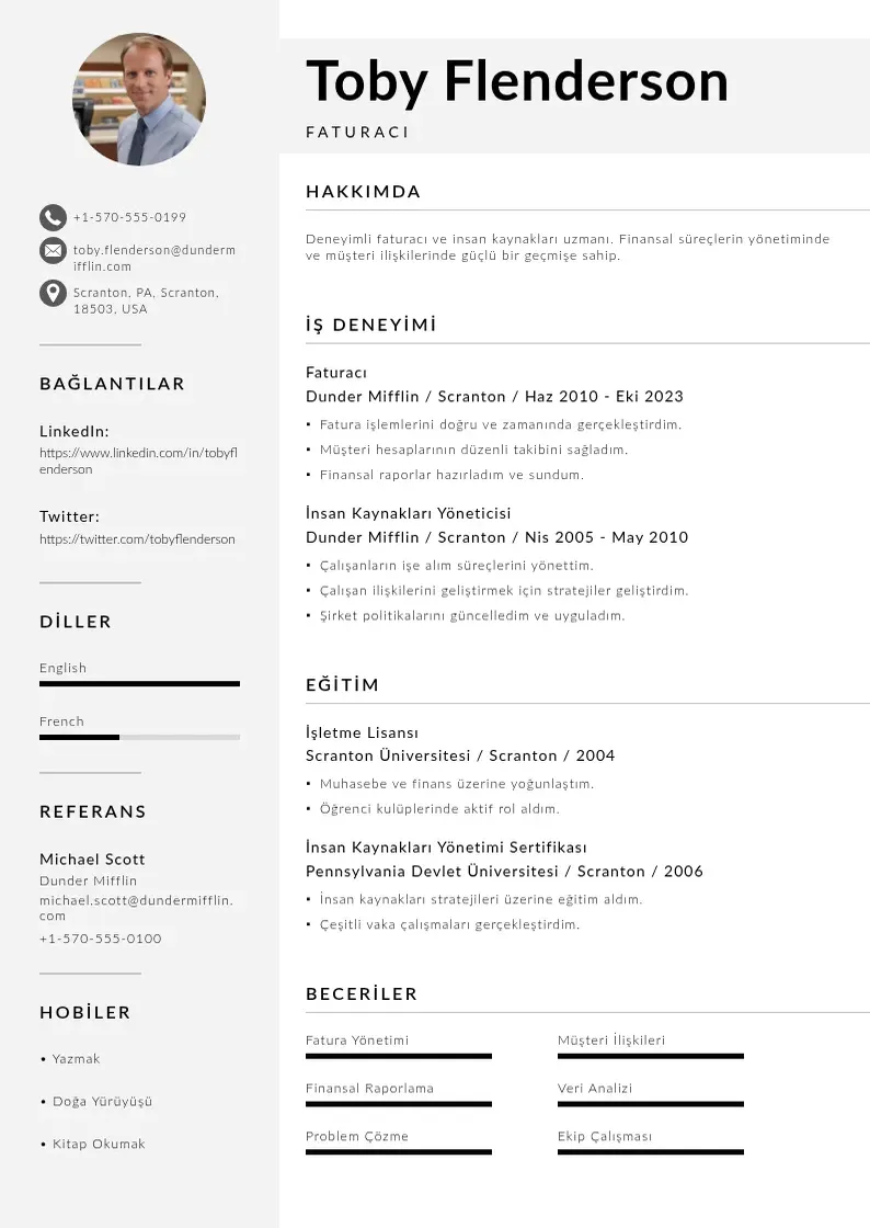 Mūsdienīga faturacı  CV veidne