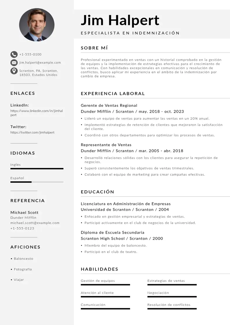 two column indemnizacion-por-cambio-de-empresa resume example