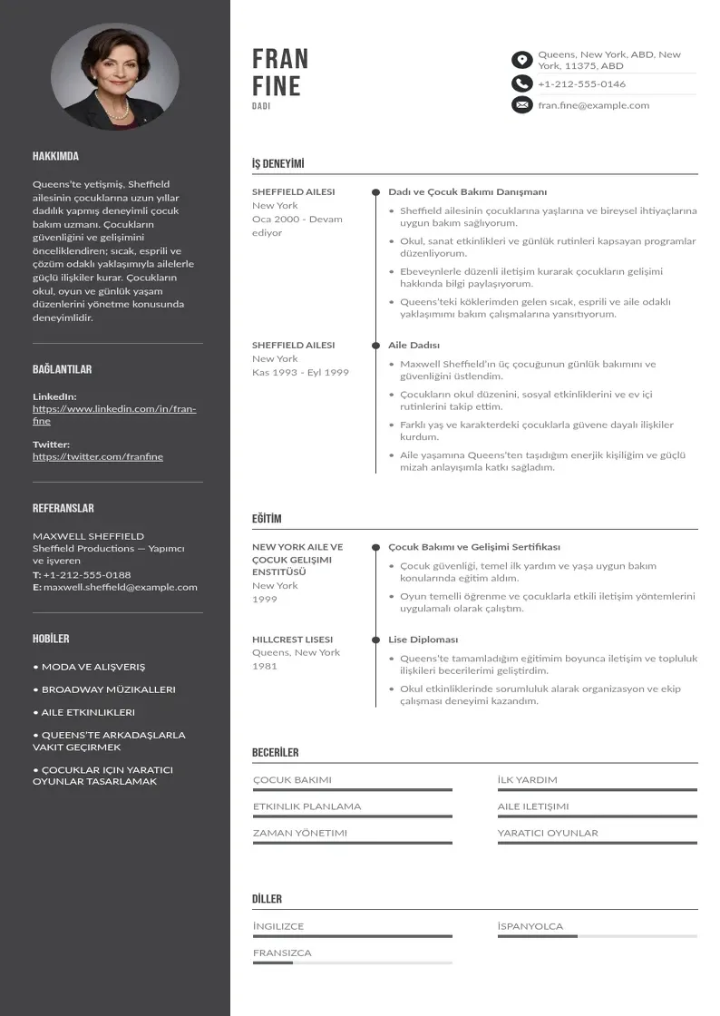 Divu kolonnu  CV piemērs