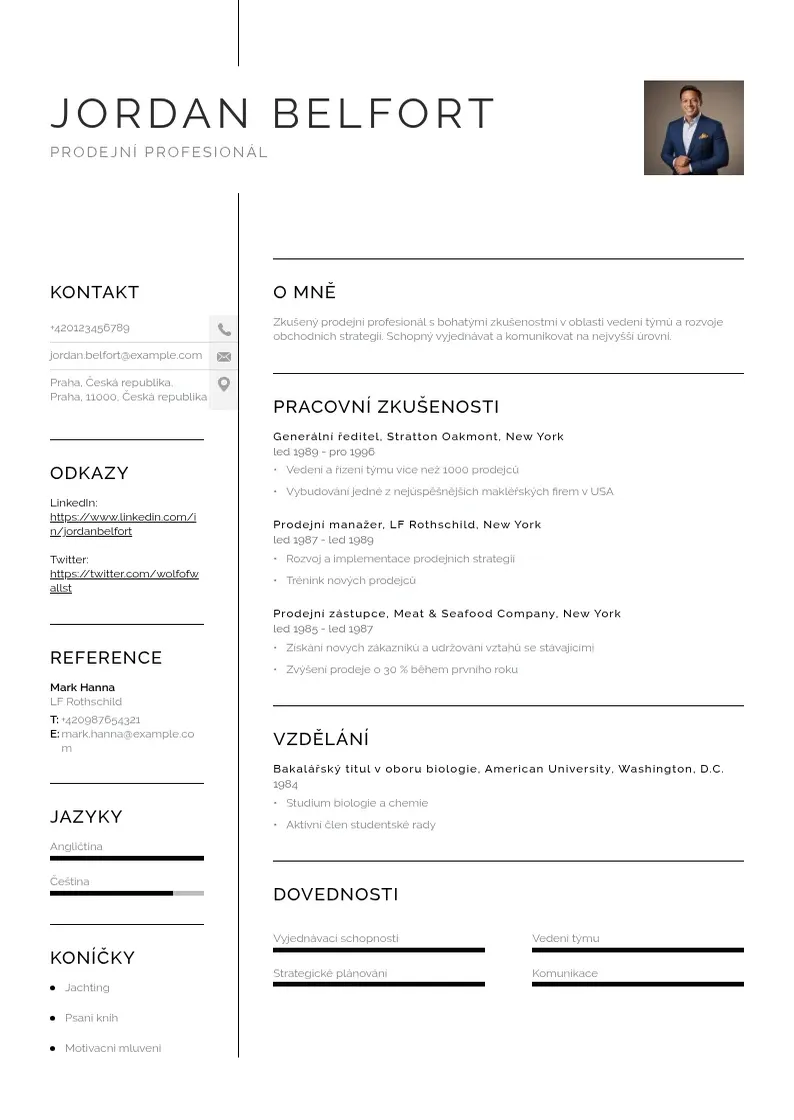 Vienkārša Prodejni profesional zivotopis CV piemērs