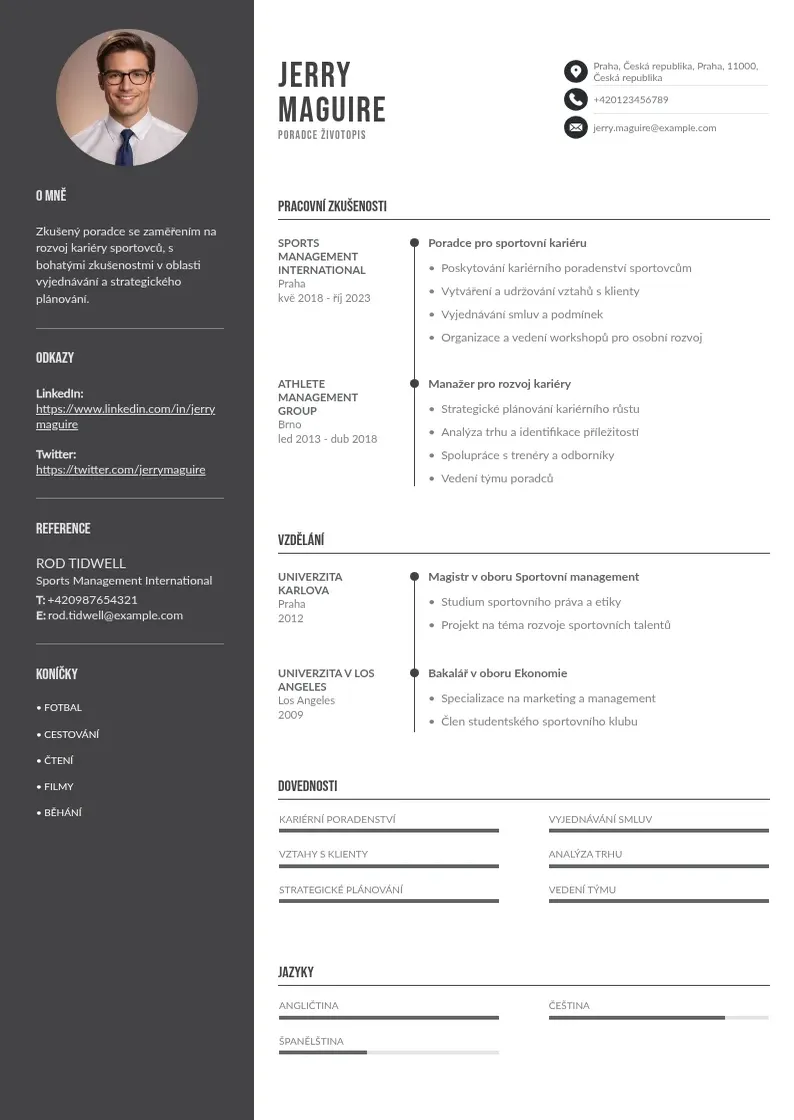 Divu kolonnu Poradce zivotopis CV piemērs