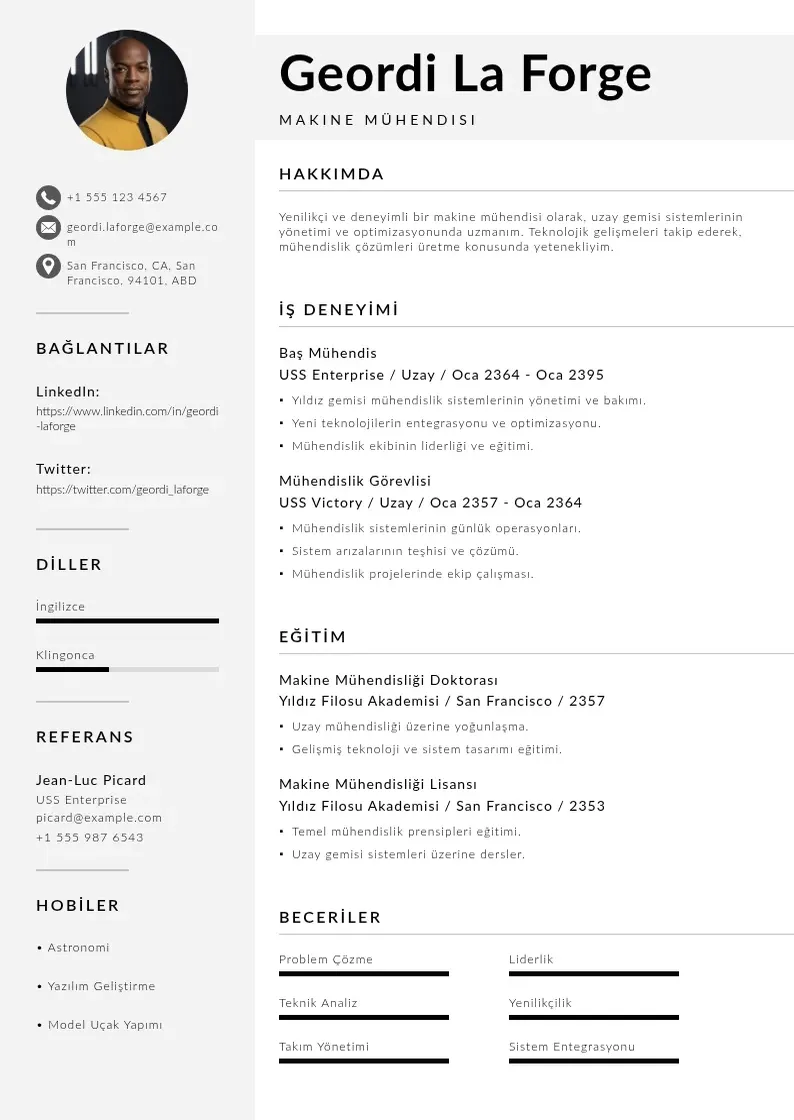 Mūsdienīga Makine muhendisi CV veidne