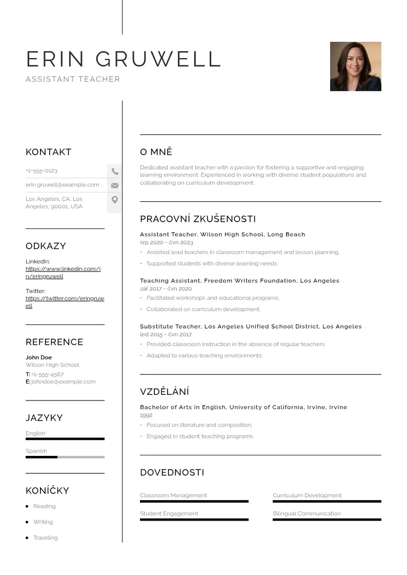 Vienkārša Pomocny ucitel zivotopis CV piemērs