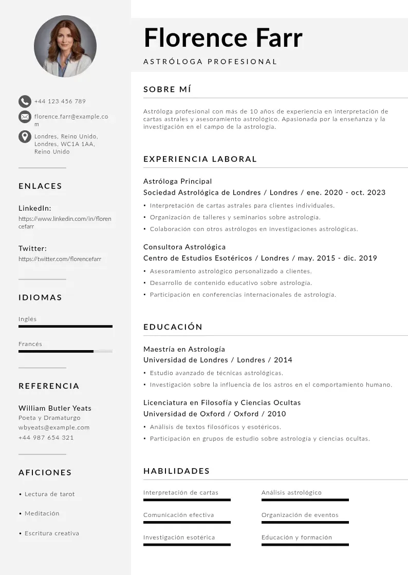 two column cv-de-astrologo-profesional resume example