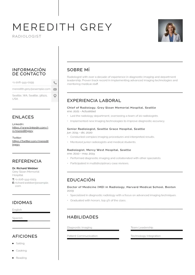 two column curriculum-de-radiologo resume example