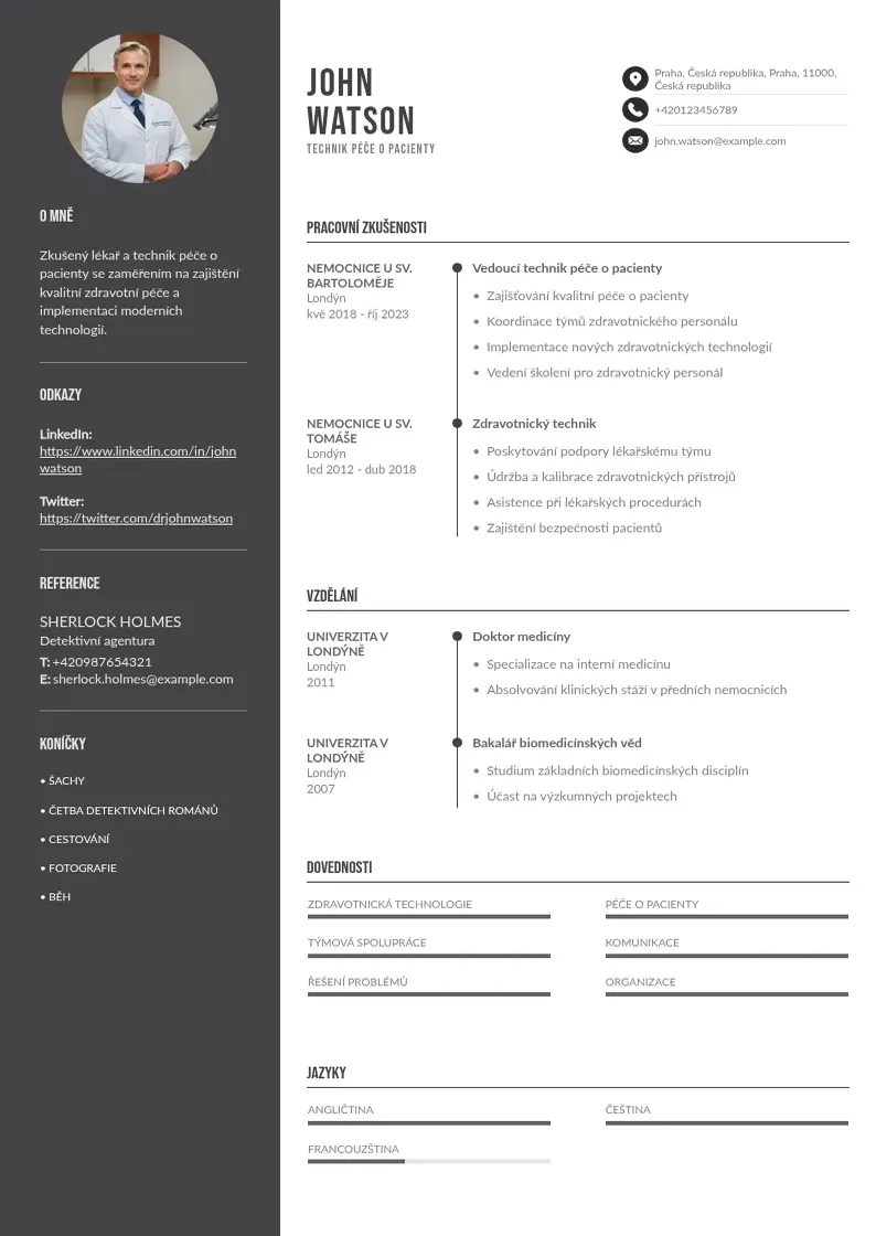 Divu kolonnu Technik pece o pacienty zivotopis CV piemērs
