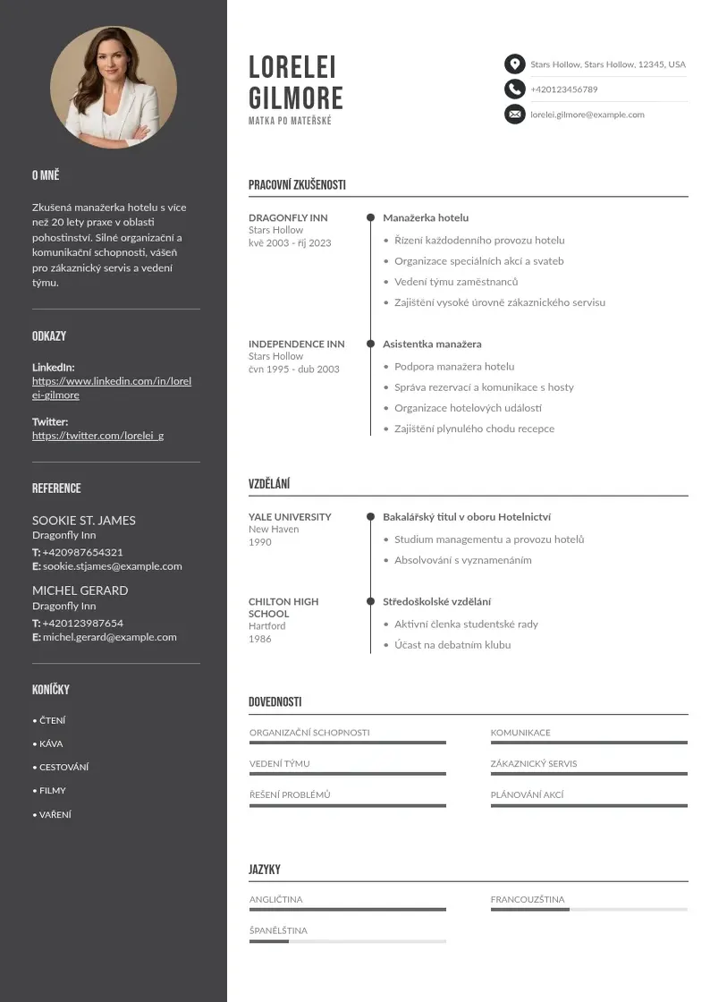 Divu kolonnu Zivotopis matky po materske CV piemērs