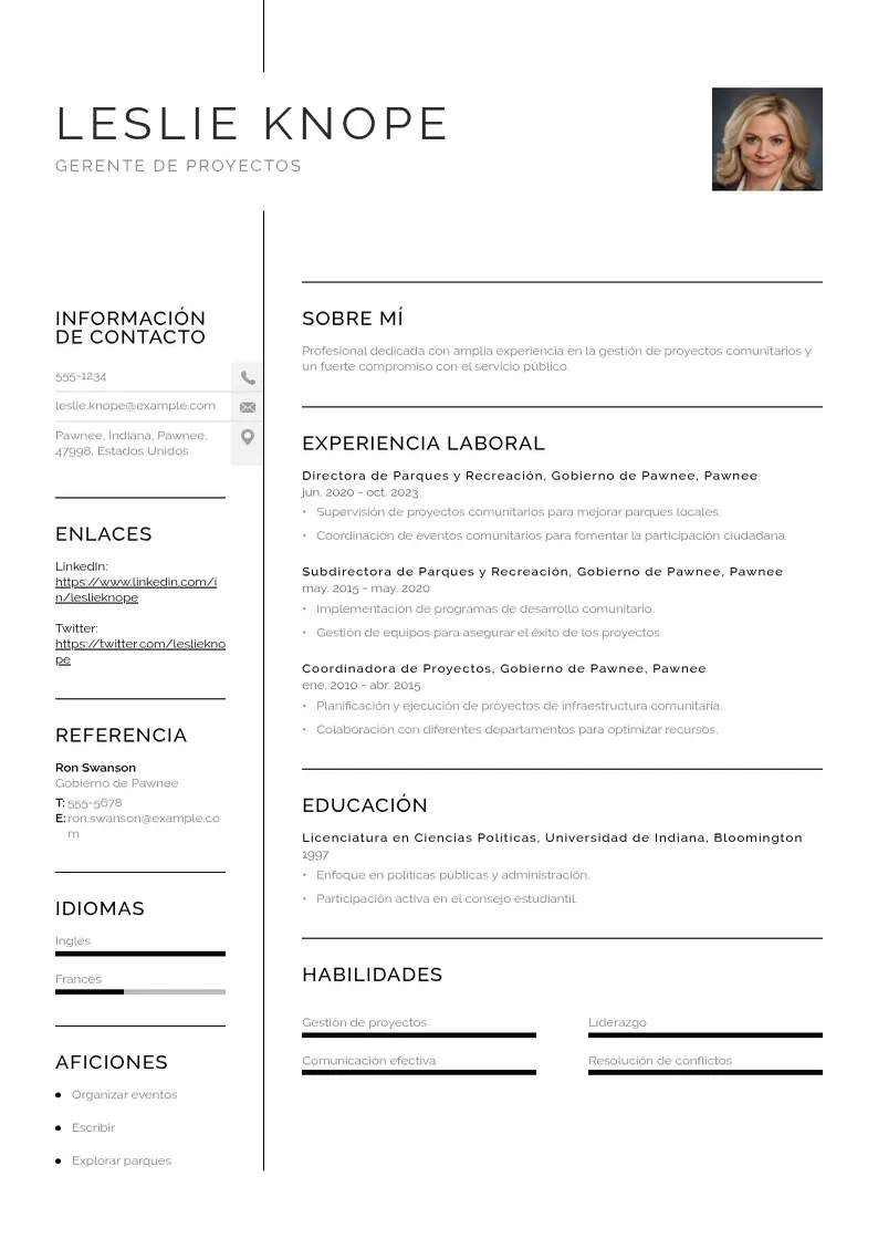 two column cv-gerente resume example