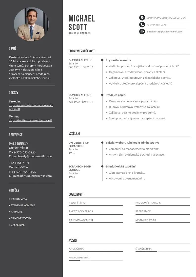 Divu kolonnu Vedeni tymu zivotopis CV piemērs