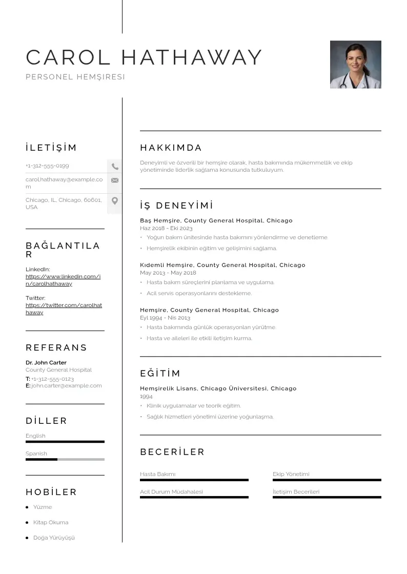 Vienkārša Personel Hemşiresi  CV piemērs